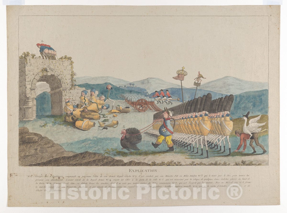 Art Print : Jacques Louis David - George III Leading an Army of Jugs : Vintage Wall Art