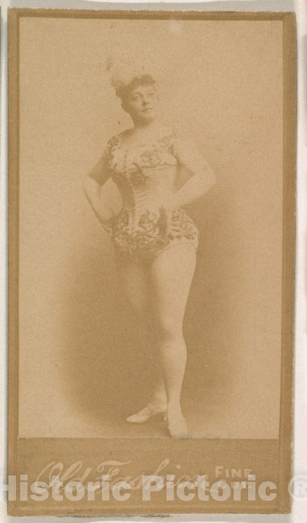 Photo Print : Actress Wearing plumed hat, from The Actresses Series (N664) Promoting Old Fashion Fine Cut Tobacco v.1 : Vintage Wall Art