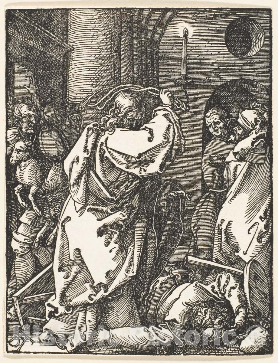 Art Print : Albrecht Dürer - Christ Expelling The Money Lenders, from The Small Passion 2 : Vintage Wall Art