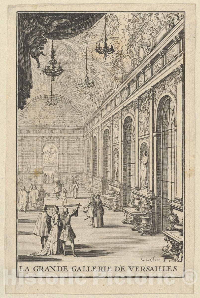 Art Print : Sébastien Leclerc I - Galerie des Glaces at Versailles : Vintage Wall Art