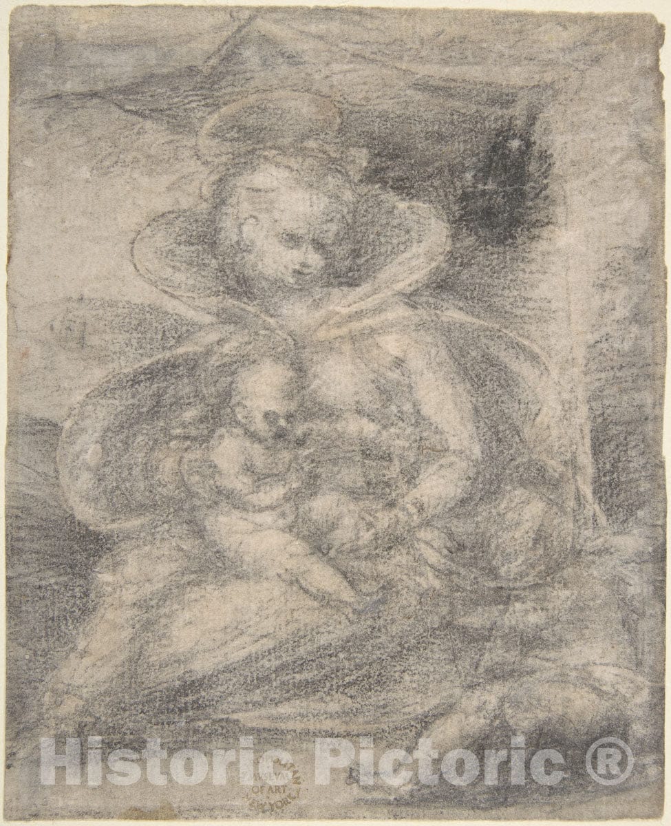 Art Print : Workshop of Fra Bartolomeo (Bartolomeo di Paolo del Fattorino) - The Virgin and Child : Vintage Wall Art