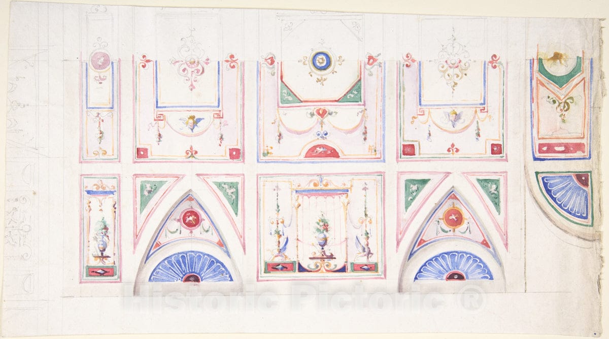Art Print : Italian, 19th Century - Design for a Painted Ceiling - 429315 : Vintage Wall Art