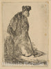 Art Print : Rembrandt (Rembrandt Van Rijn) - Man in a Cloak and Fur Cap, Leaning Against a Bank : Vintage Wall Art