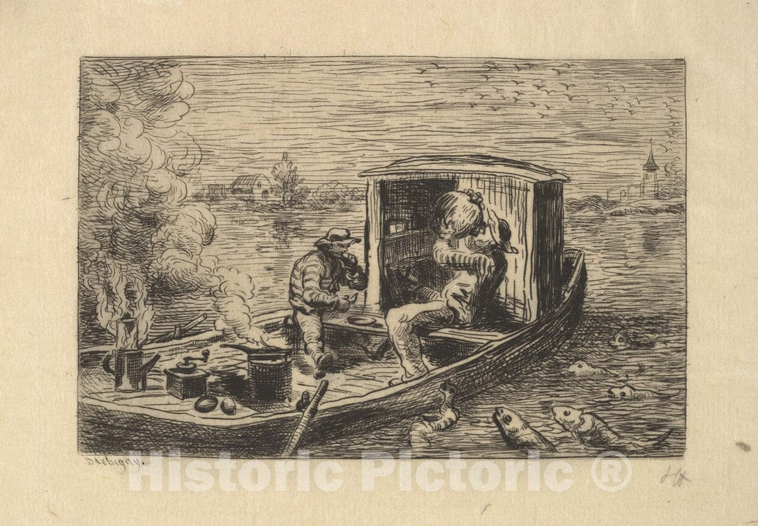 Art Print : Charles-François Daubigny - Gobbling a Meal : Vintage Wall Art
