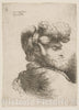 Art Print : Giovanni Benedetto Castiglione (Il Grechetto) - Head of a Bearded Man with a Turban, Facing Right : Vintage Wall Art