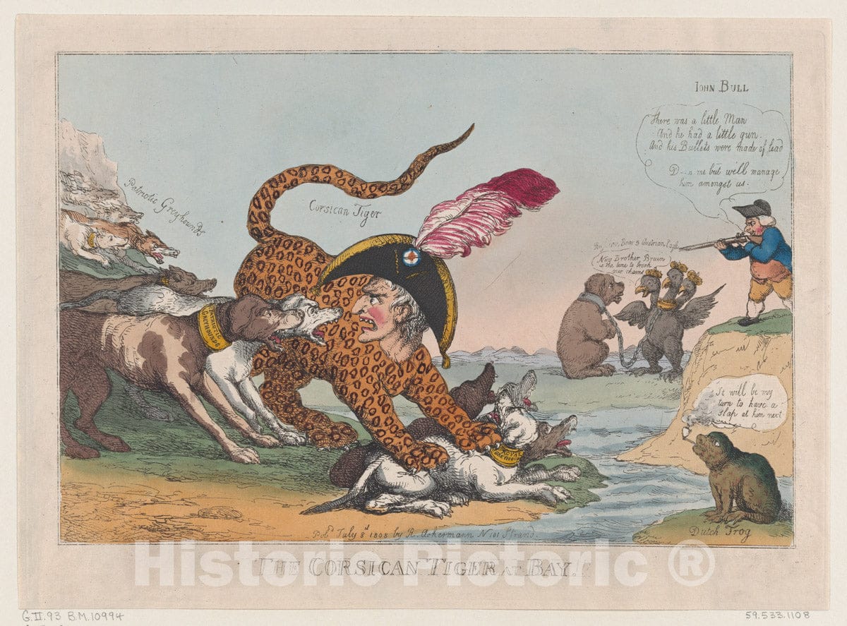 Art Print : Thomas Rowlandson - The Corsican Tiger at Bay! : Vintage Wall Art