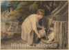 Art Print : Richard Westall - Girl Feeding Pigs : Vintage Wall Art