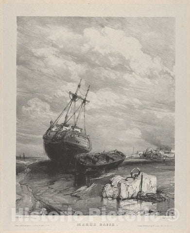 Art Print : Eugène Isabey - Low Tide : Vintage Wall Art