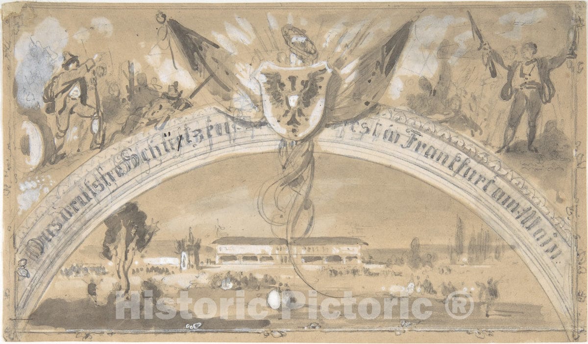 Art Print : German, 19th Century - Illustration for Civic Celebration (?) : Vintage Wall Art