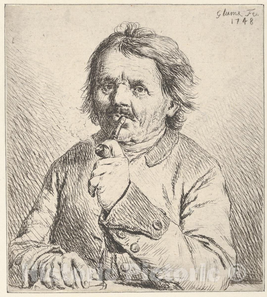 Art Print : Johann Gottlieb Glume - The Smoking Peasant : Vintage Wall Art