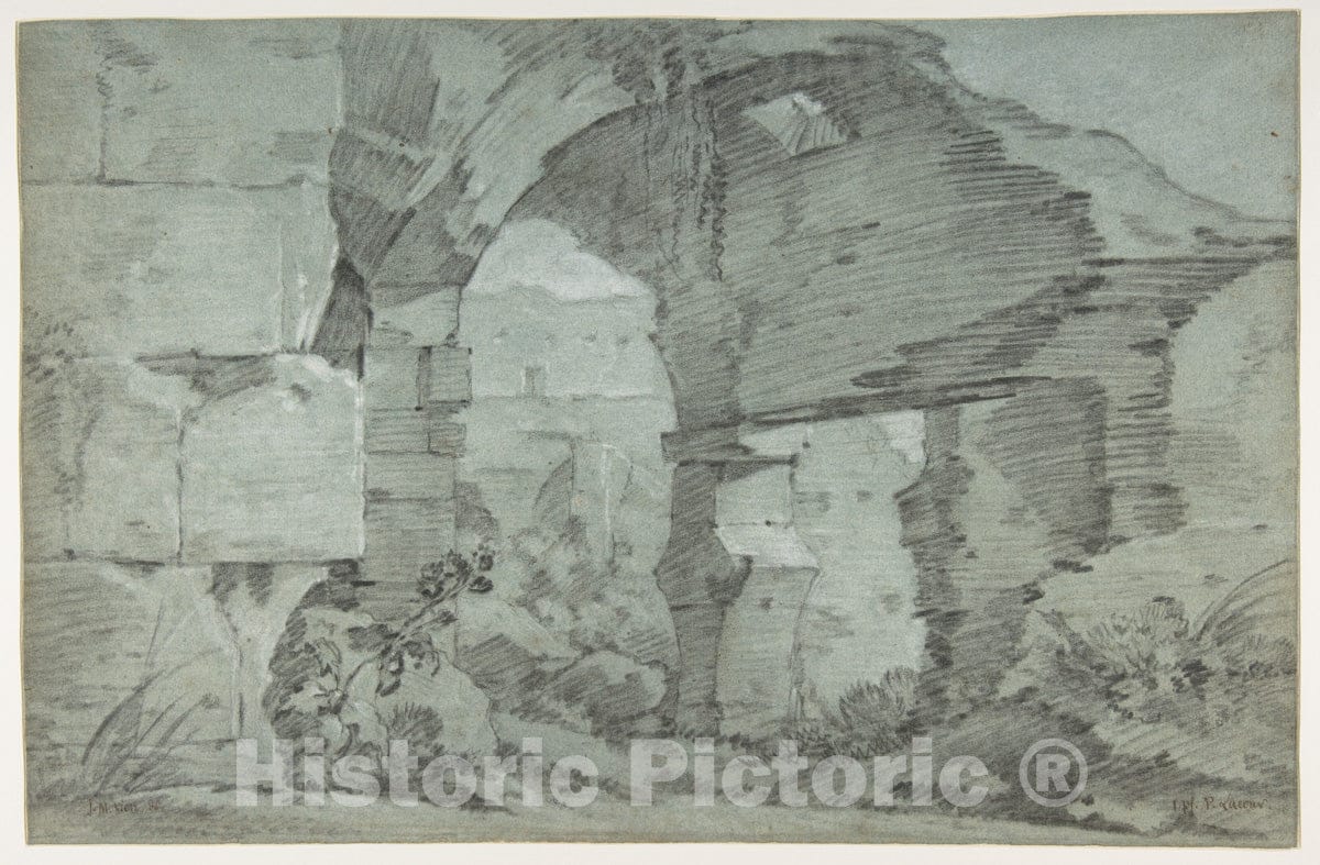 Art Print : Joseph Marie Vien - View of The Colosseum : Vintage Wall Art