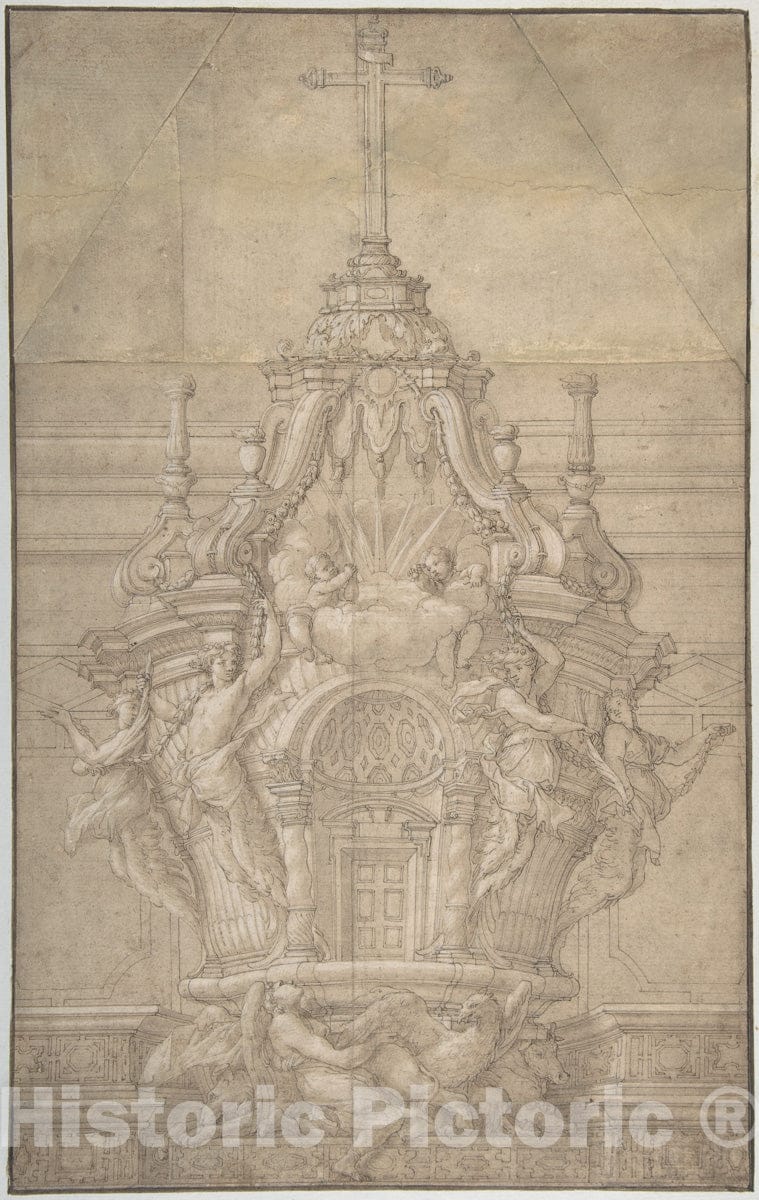 Art Print : Pierre Puget - Design for a Tabernacle : Vintage Wall Art
