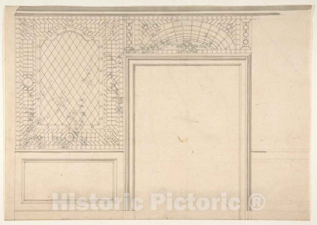 Art Print : Jules-Edmond-Charles Lachaise - Design for a Ceiling with Lattice Work and Flowering Vines : Vintage Wall Art