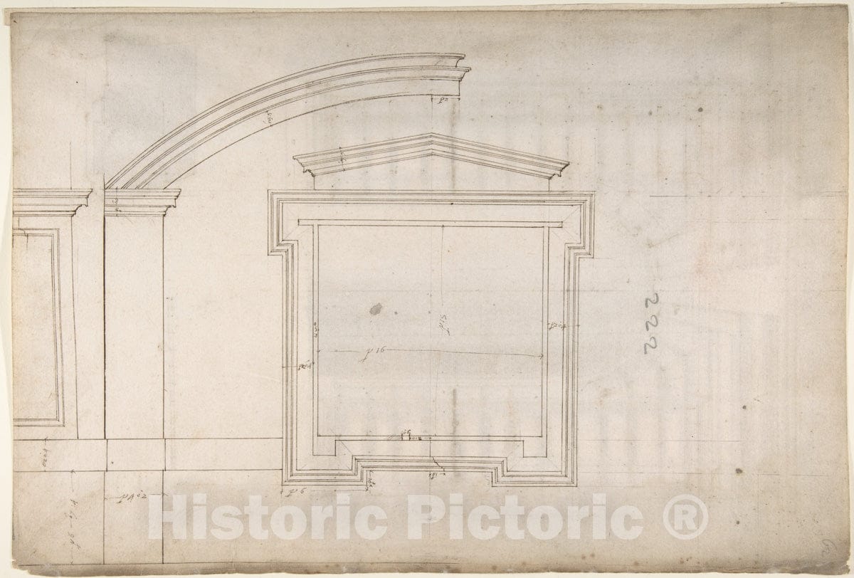 Art Print : Drawn by French, 16th Century - St. Peter's, Apse, Window, Elevation (Recto) Unidentified, Portal, Elevation (Verso) : Vintage Wall Art