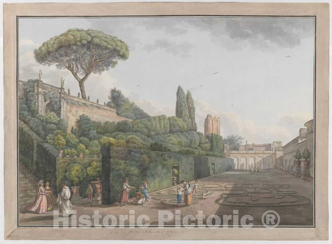 Art Print : Giovanni Volpato - Garden of Palazzo Colonna : Vintage Wall Art
