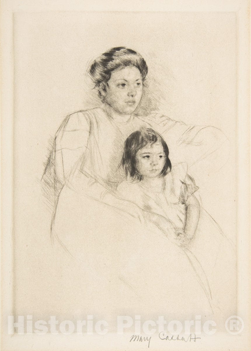 Art Print : Mary Cassatt - Margot Leaning Against Her Mother : Vintage Wall Art