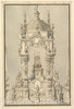Art Print : Elevation of a Catafalque with Royal Crown and Order of The Golden Fleece - Artist: Giuseppe Galli Bibiena - Created: c1729 : Vintage Wall Art