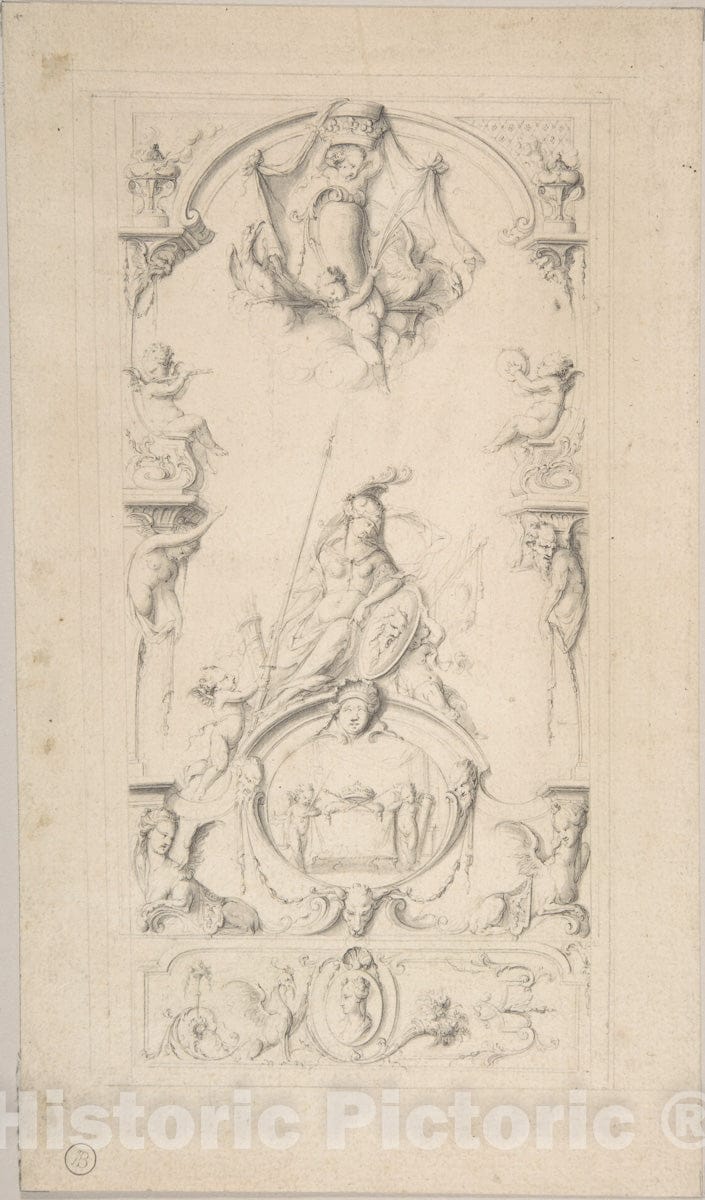 Art Print : Jean Bernard Toro - Study for an Ornamental Panel : Vintage Wall Art