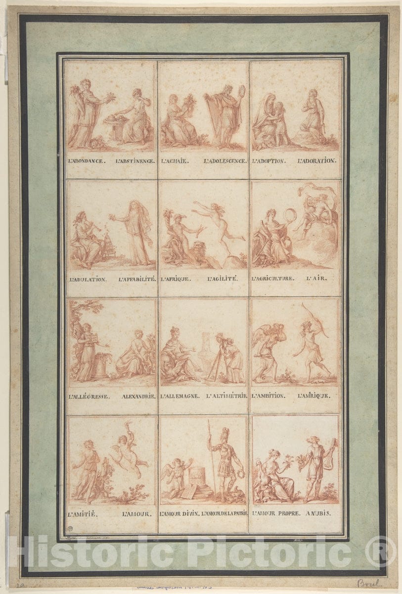 Art Print : Antoine Borel - Illustrations for an Allegorical Pattern Book 1 : Vintage Wall Art