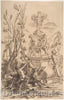 Art Print : Martin Johann Schmidt - Three Men in a Landscape Near Sculptures : Vintage Wall Art