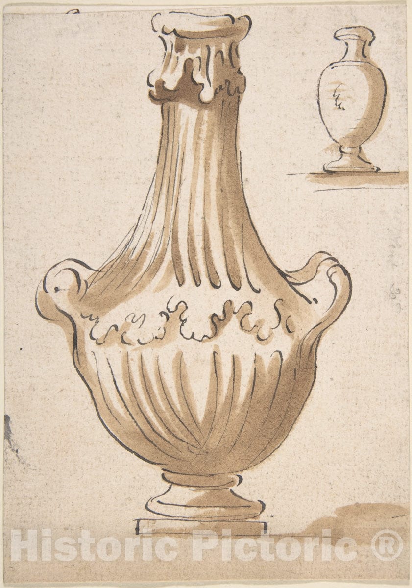 Art Print : Design for a Vase: Two Handles - Artist: Italian, Venetian, 18th Century - Created: 18th Century : Vintage Wall Art