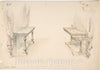 Art Print : British, 19th Century - Designs for Two Marble Pier Tables with Draperies : Vintage Wall Art