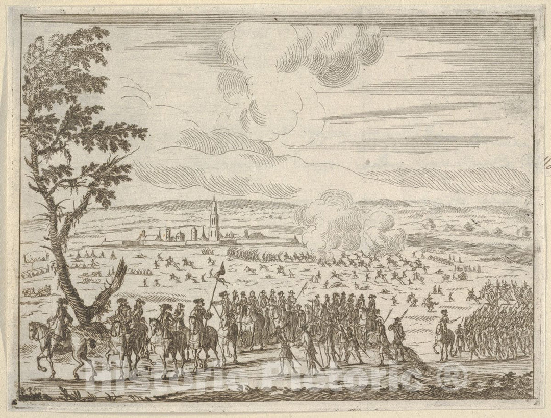 Art Print : Francesco d'Este Leads The French Army After The Difficult Resolution of Cremona - Artist: Bartolomeo Fenice (Fenis) - Created: 1659 : Vintage Wall Art