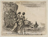 Art Print : Plate 3: Two Girls Walking Towards The Right - Artist: Stefano Della Bella - Created: c1648 : Vintage Wall Art