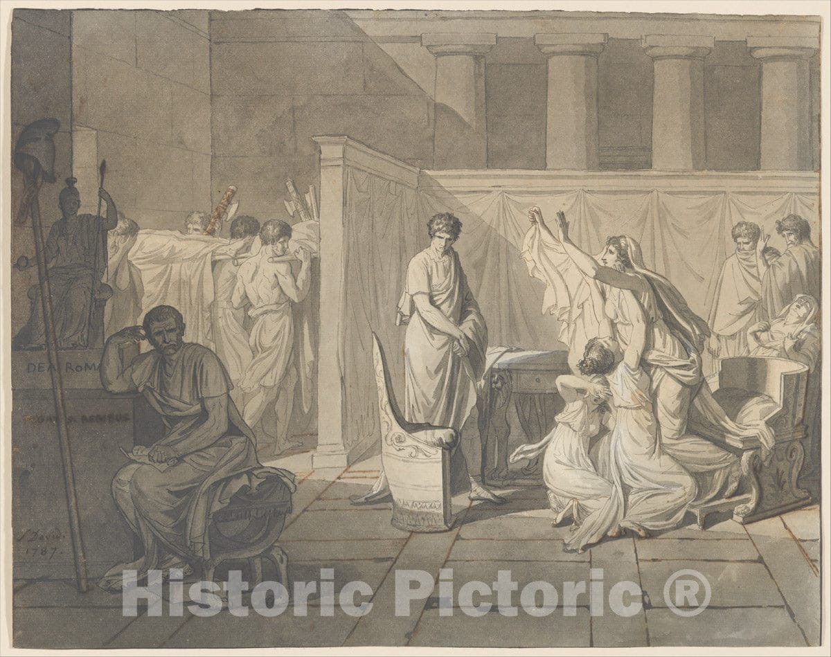 Art Print : Jacques Louis David - Study for The Lictors Bringing Brutus The Bodies of his Sons 2 : Vintage Wall Art