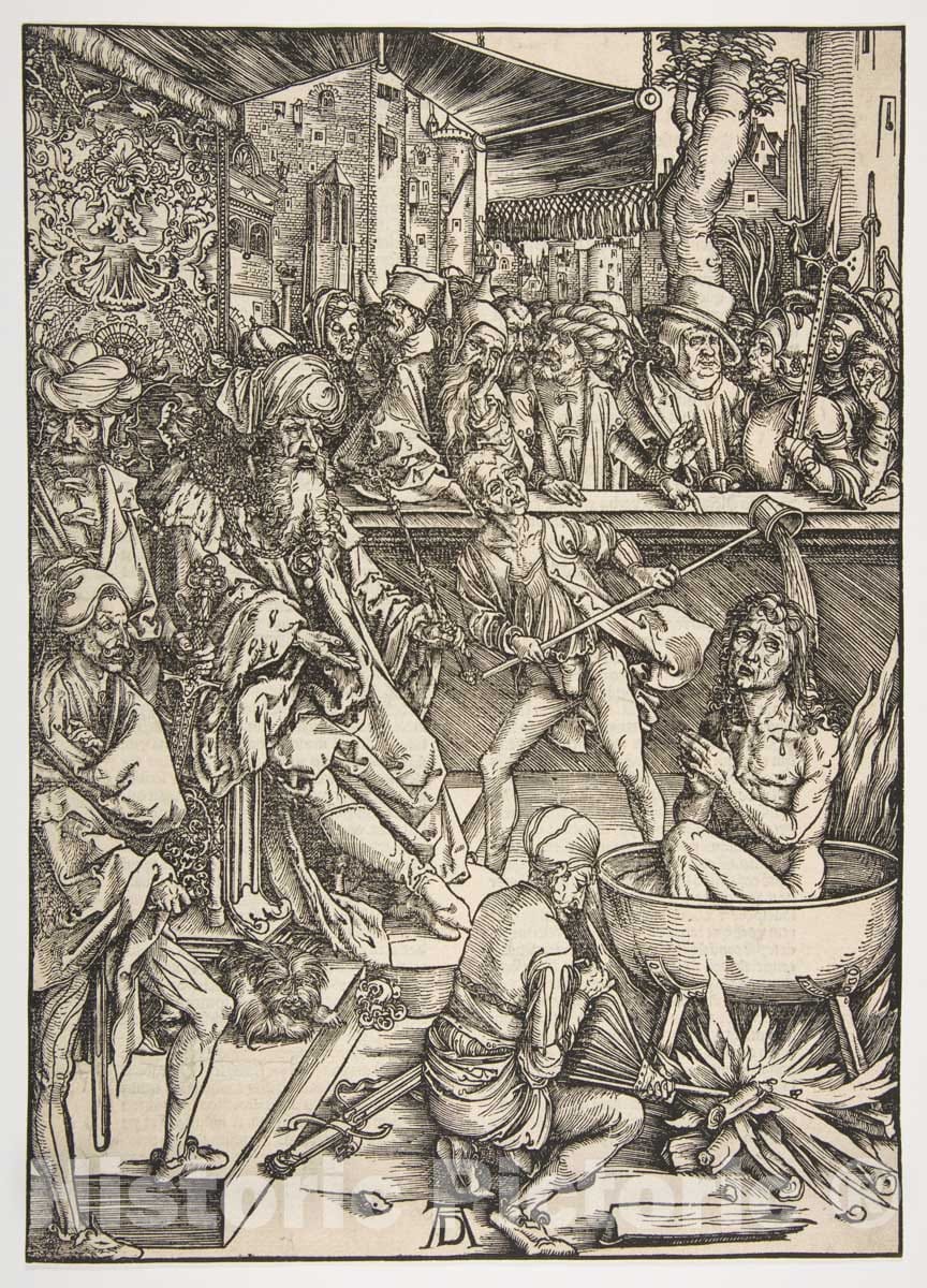 Art Print : Albrecht Dürer - The Martyrdom of Saint John, from The Apocalypse, Latin Edition 1511 1 : Vintage Wall Art