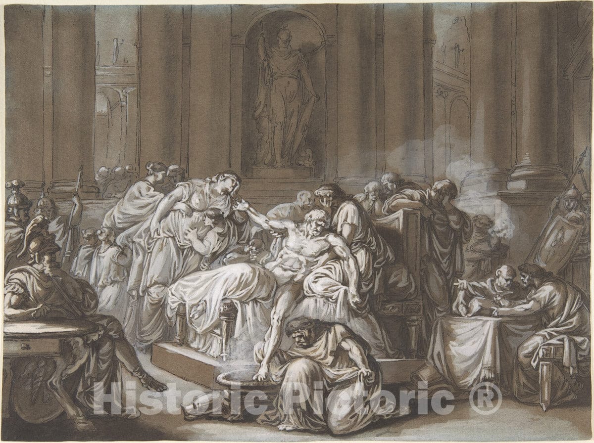 Art Print : Jean Guillaume Moitte - The Death of Seneca : Vintage Wall Art