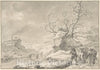 Art Print : Jacob Cats - Winter Landscape with Peasants Gathering and Chopping Wood : Vintage Wall Art