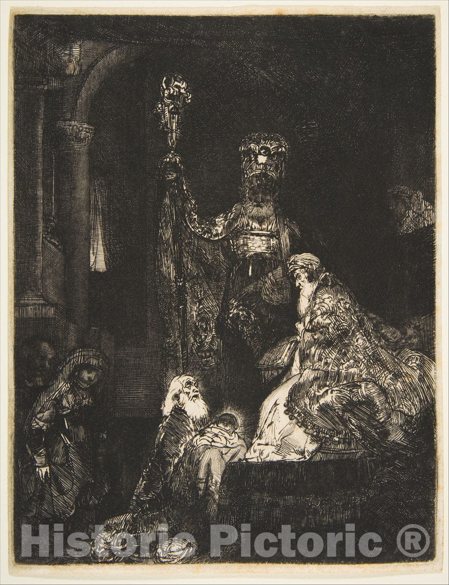 Art Print : Rembrandt (Rembrandt Van Rijn) - The Presentation in The Temple in The Dark Manner : Vintage Wall Art