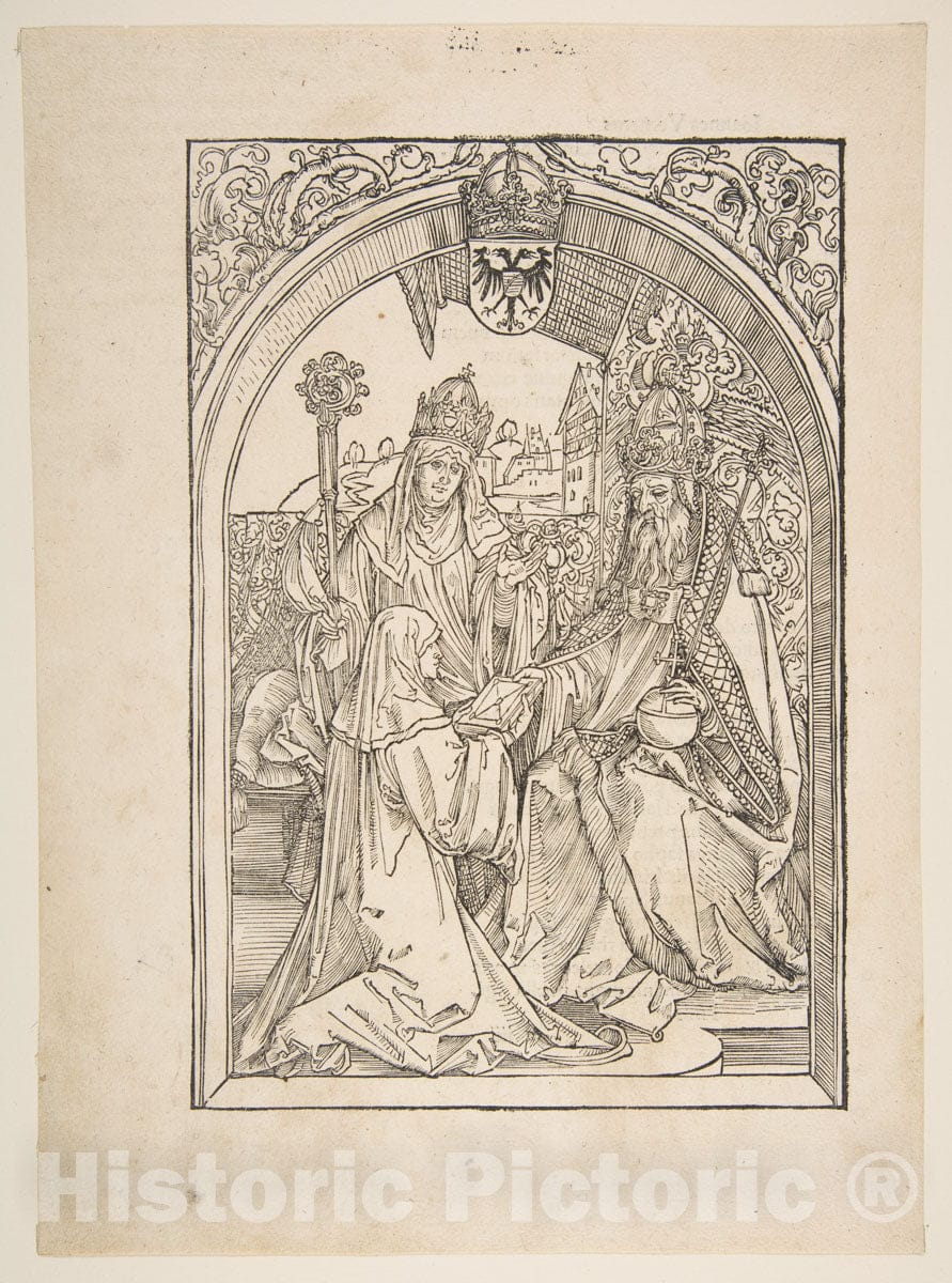 Art Print : Albrecht Dürer - Rosvitha Presenting The Comedies to The Emperor Otto I. Illustration from The Opera Hrosvita, 1501 : Vintage Wall Art