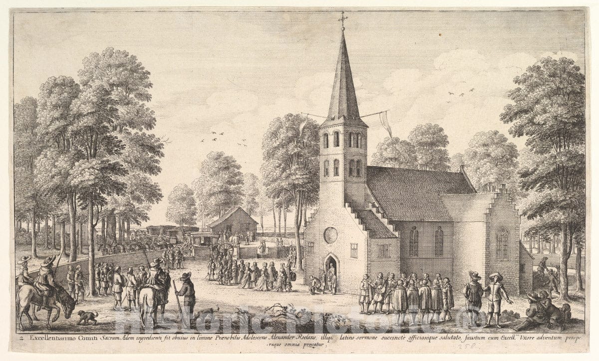 Art Print : Wenceslaus Hollar - Going to Church : Vintage Wall Art