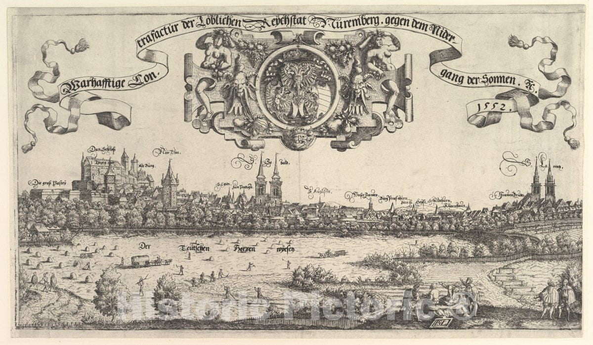 Art Print : Hanns Lautensack - View of Nuremberg, to The west, Center Plate : Vintage Wall Art