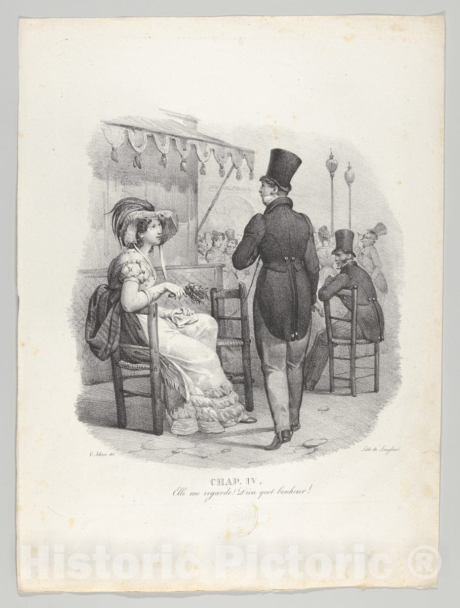 Art Print : Victor Adam - Chap. IV: Elle me Regard! Dieu quel Bonheur! (She Notices me! What Happiness!) : Vintage Wall Art
