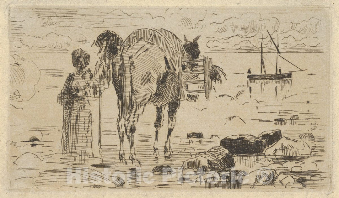 Art Print : Félix-Hilaire Buhot - Fishermen (Pêcheurs de Valech) : Vintage Wall Art