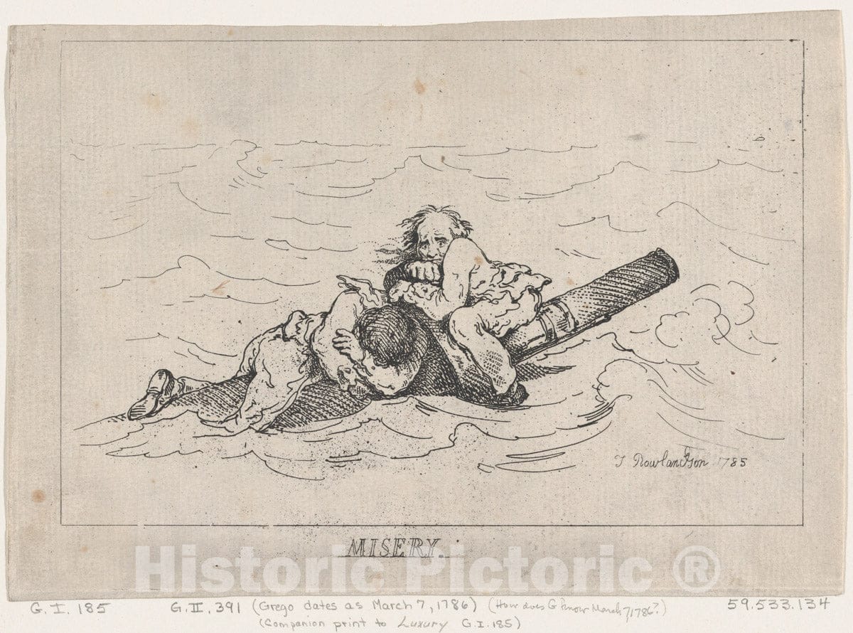 Art Print : Thomas Rowlandson - Misery 2 : Vintage Wall Art