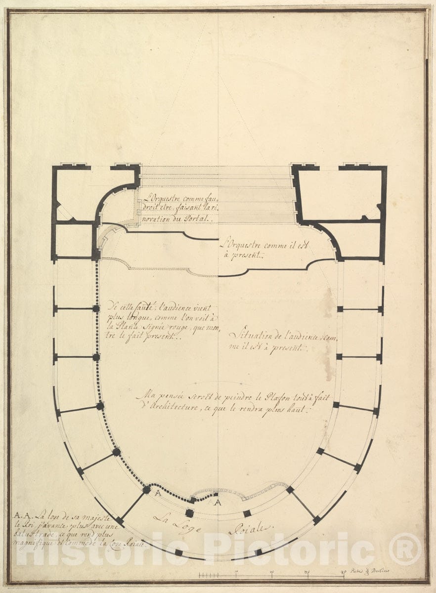 Art Print : Workshop of Giuseppe Galli Bibiena - Ground Plan : Vintage Wall Art