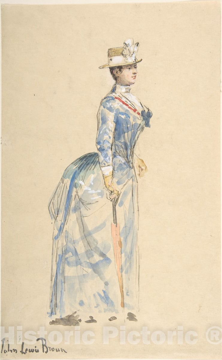 Art Print : John-Lewis Brown - Woman Dressed in Blue : Vintage Wall Art
