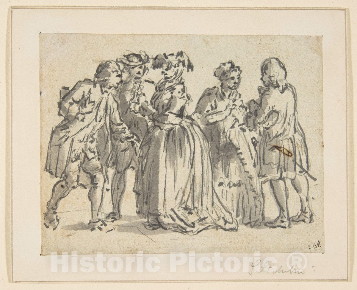 Art Print : French, 18th Century - Figures : Vintage Wall Art