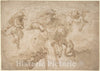 Art Print : Bertoia (Jacopo Zanguidi) - God The Father with Four Angels. : Vintage Wall Art