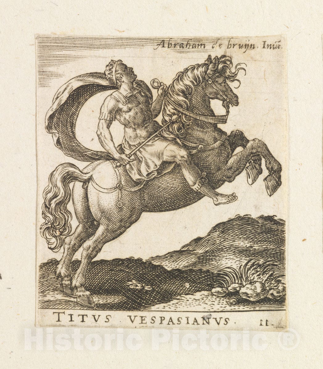 Art Print : Abraham de Bruyn - Titus Vespasianus from Twelve Caesars on Horseback : Vintage Wall Art