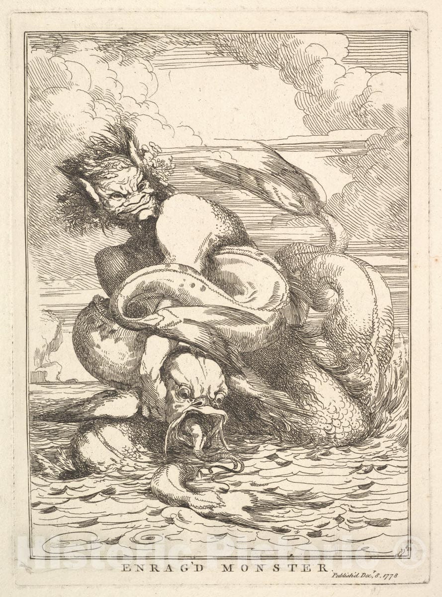 Art Print : John Hamilton Mortimer - Enrag'd Monster : Vintage Wall Art
