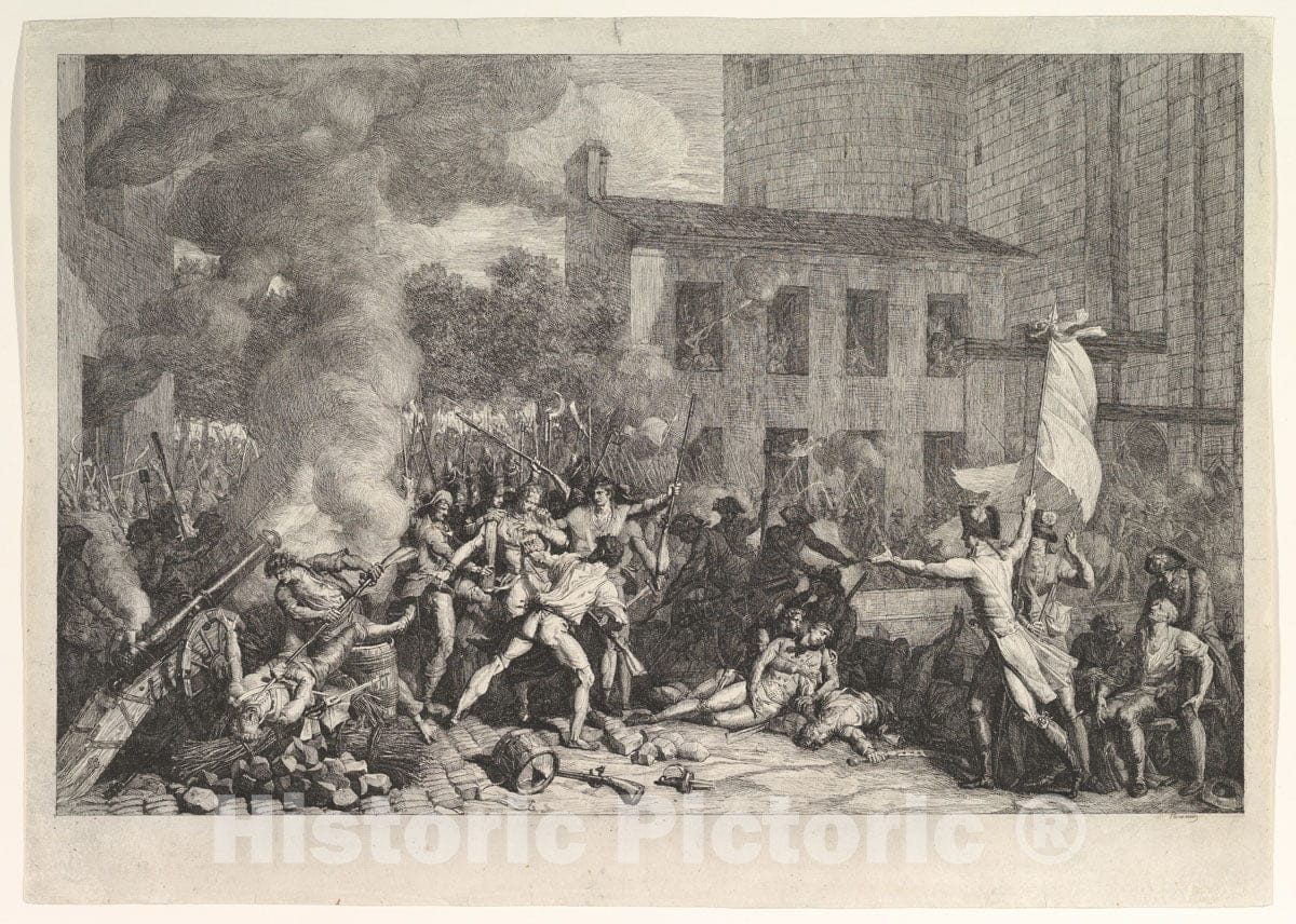 Art Print : Charles Thévenin - The Storming of The Bastille on 14 July 1789 (Prise de la Bastille le 14 juillet 1789) : Vintage Wall Art