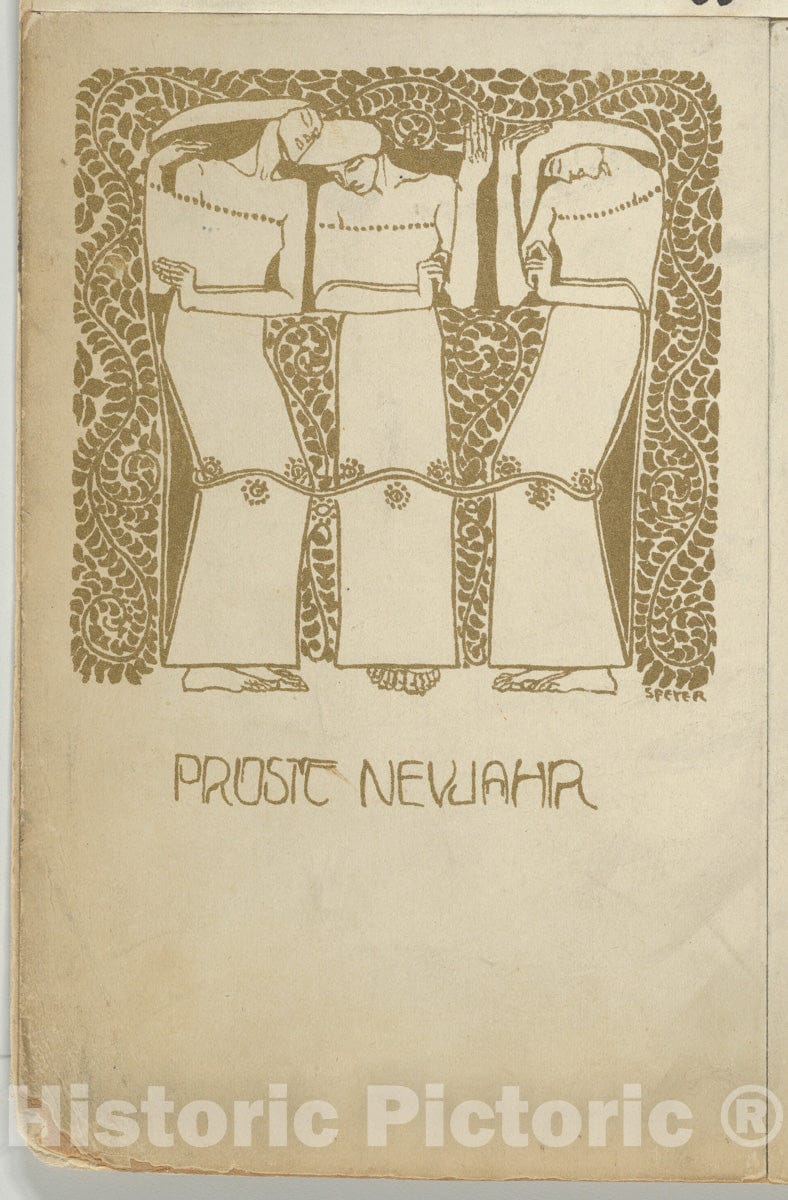 Art Print : Agnes Speyer - Happy New Year (Prosit Neujahr) : Vintage Wall Art