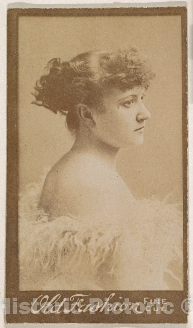 Photo Print : Actress in Profile Wearing Feathered Cap, from The Actresses Series (N664) Promoting Old Fashion Fine Cut Tobacco : Vintage Wall Art