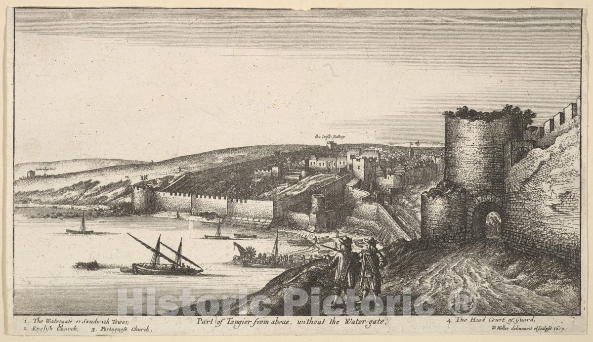 Art Print : Wenceslaus Hollar - Part of Tangier from aboue, Without The Water-gate : Vintage Wall Art