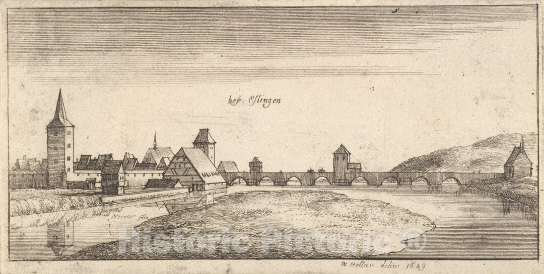 Art Print : Wenceslaus Hollar - Esslingen : Vintage Wall Art